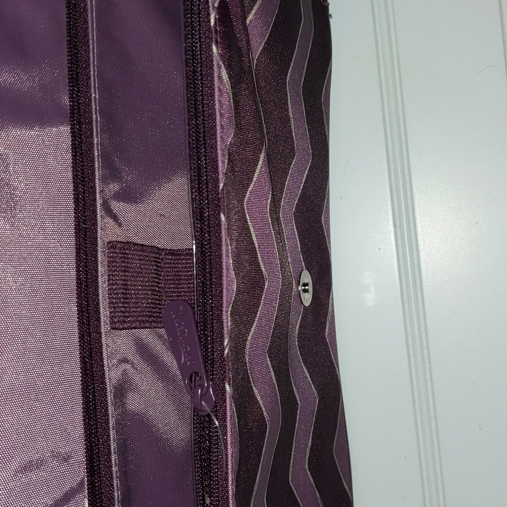 Thirty One Purple Chevron Print Multi Pocket Jewelry Organizer Travel Bag - Picture 4 of 8